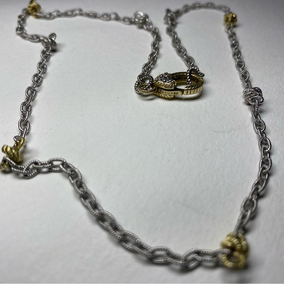 SOLD!!! Judith Ripka 14K Goldplated Silver Bezel Set CZ 3-Station Necklace - Picture 1 of 11